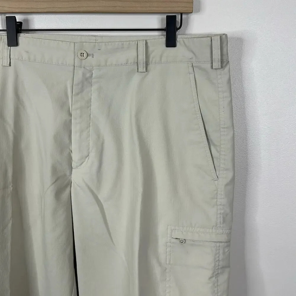 Nike Golf Dri-FIT Shorts Mens 36 Khaki Tan Flat Front Zipped Utility Pockets